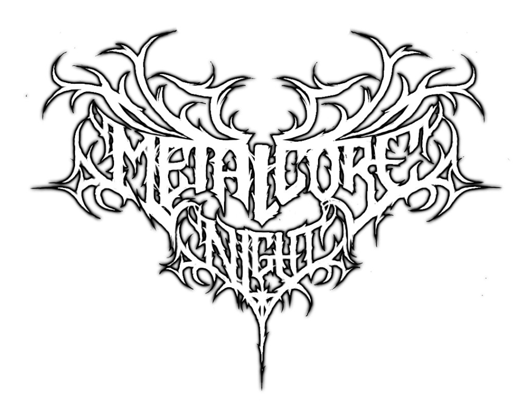 Metalcore Night logo in black and white with spiked, metal-style lettering forming a heart-shaped design.